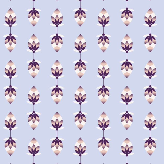 Bio Stoff - Lotusknospen blau, lila - Evi Roider Design