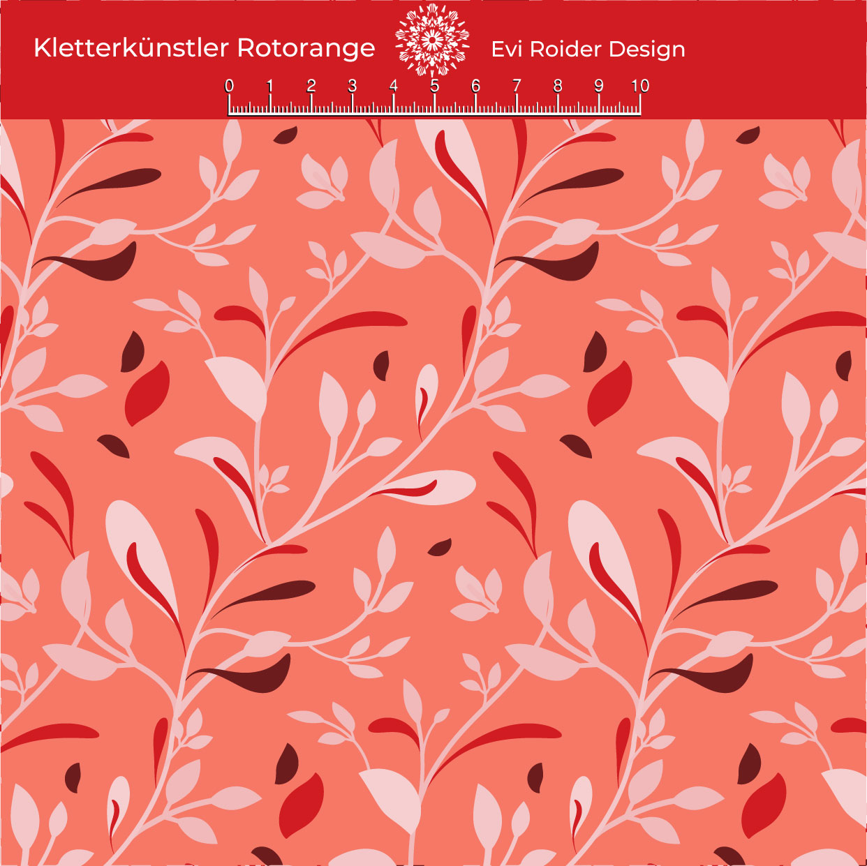 Bio Stoff  -  Kletterkünstler  - EviRoiderDesign, orange, rot, Blätter & Ranken