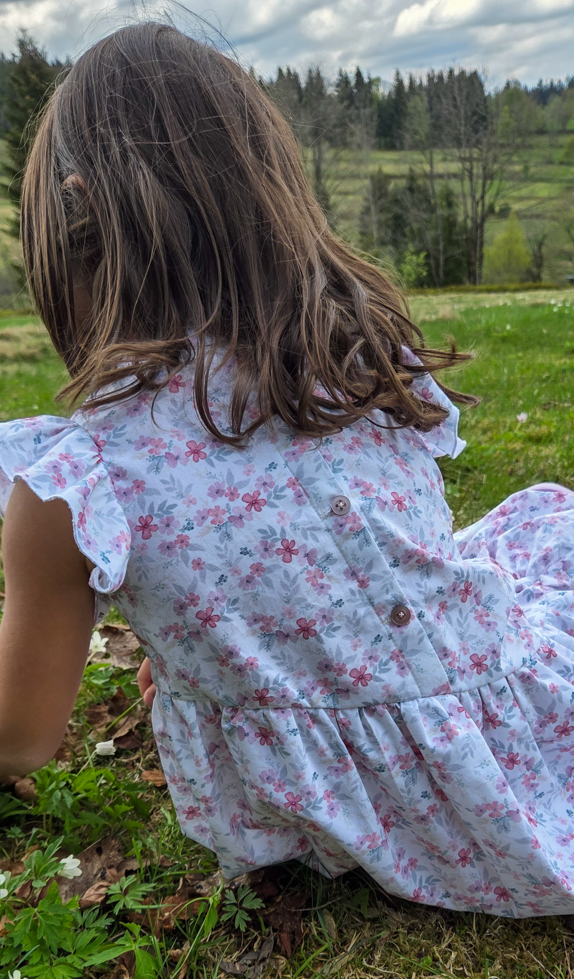 Organic Fabric  - Flowers puple, small 