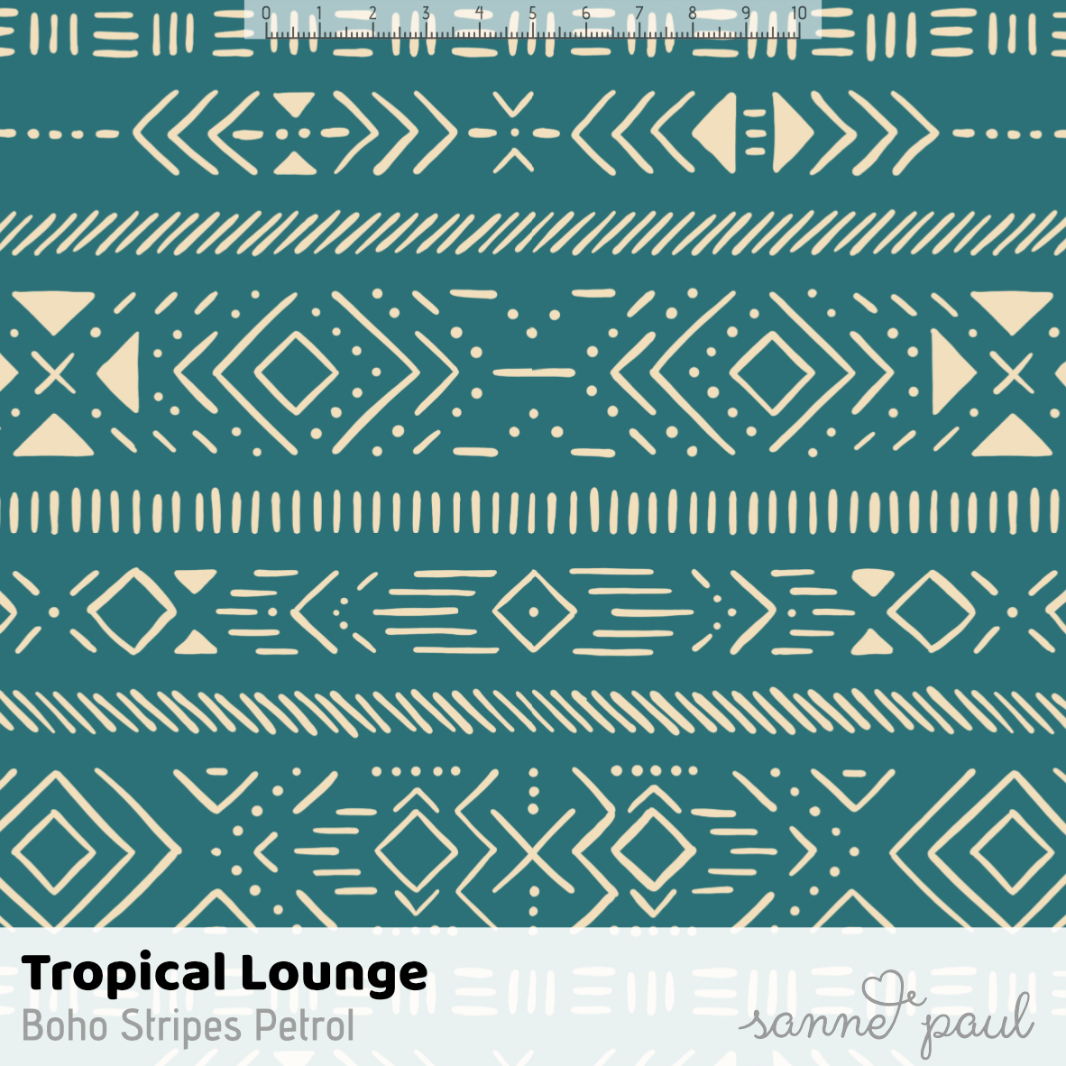 Bio Stoff - Tropical Lounge Boho Stripes Petrol von Sanne Paul in petrol