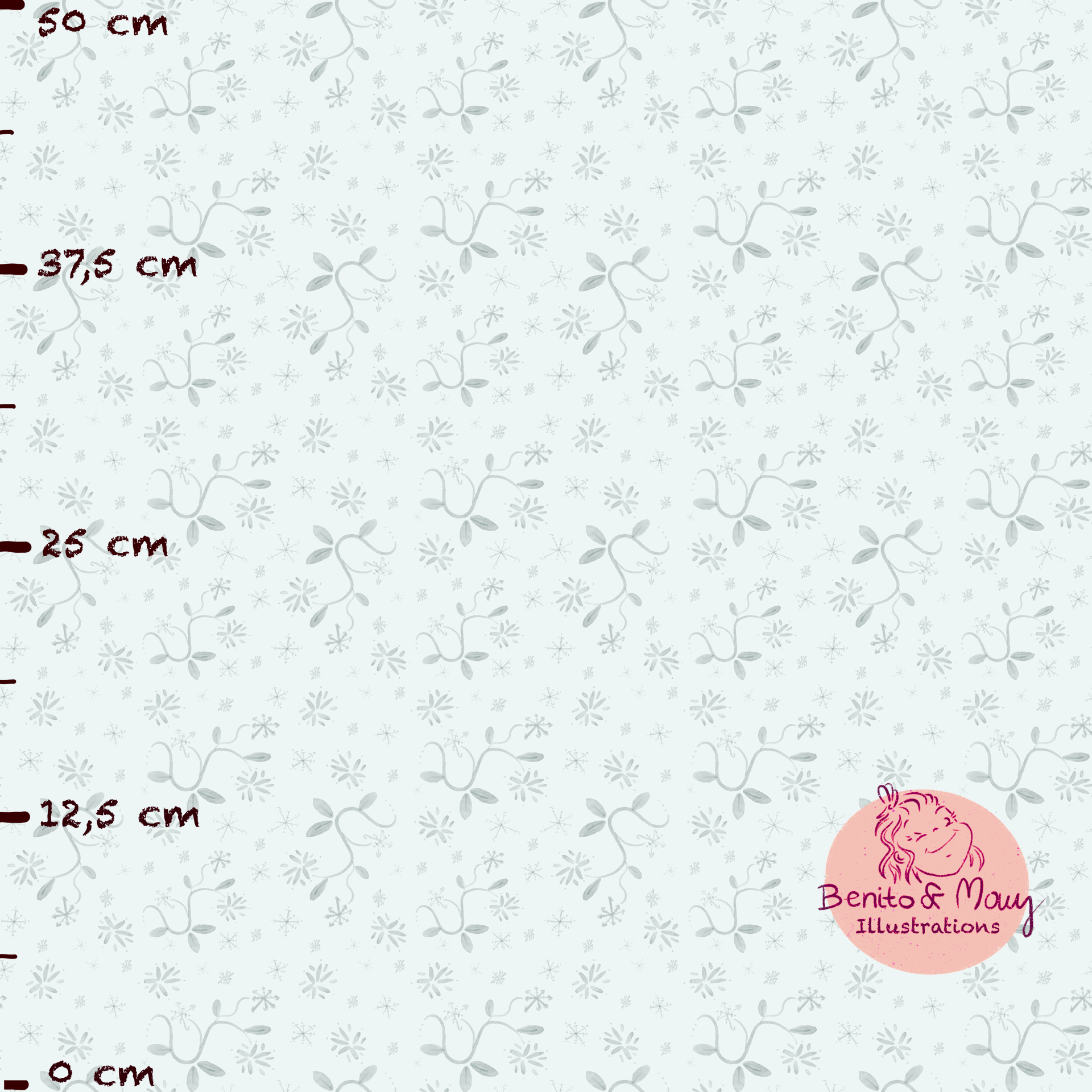 Bio Stoff - Eisblume türkis, klein 