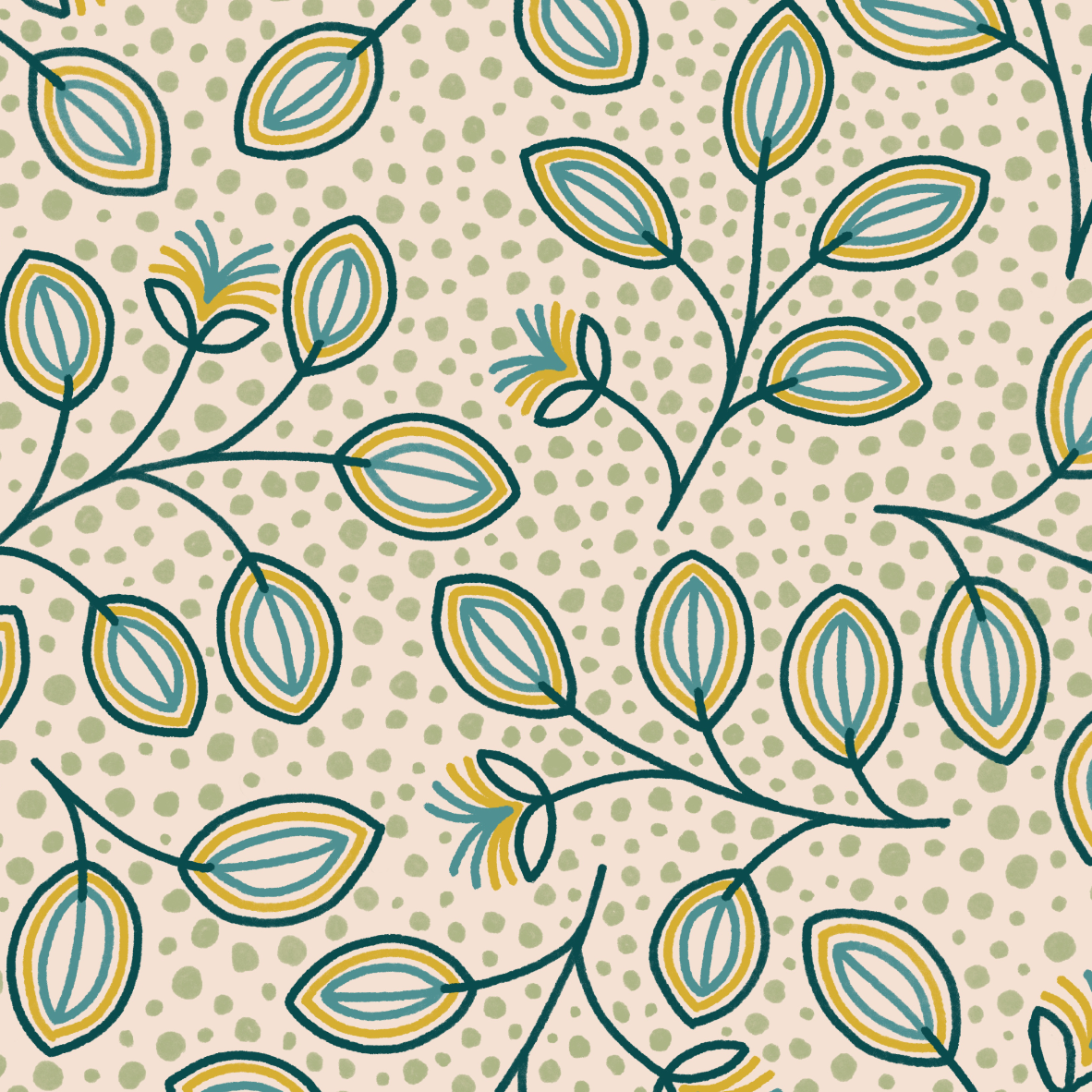 Organic fabric - Sonnenwende Blätter green