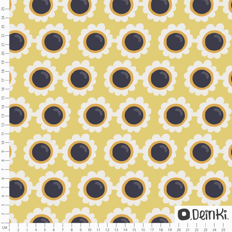 Bio Stoff  -  Blumige Sonnenbrille  - Deinki, Floral & Blumen, gelb