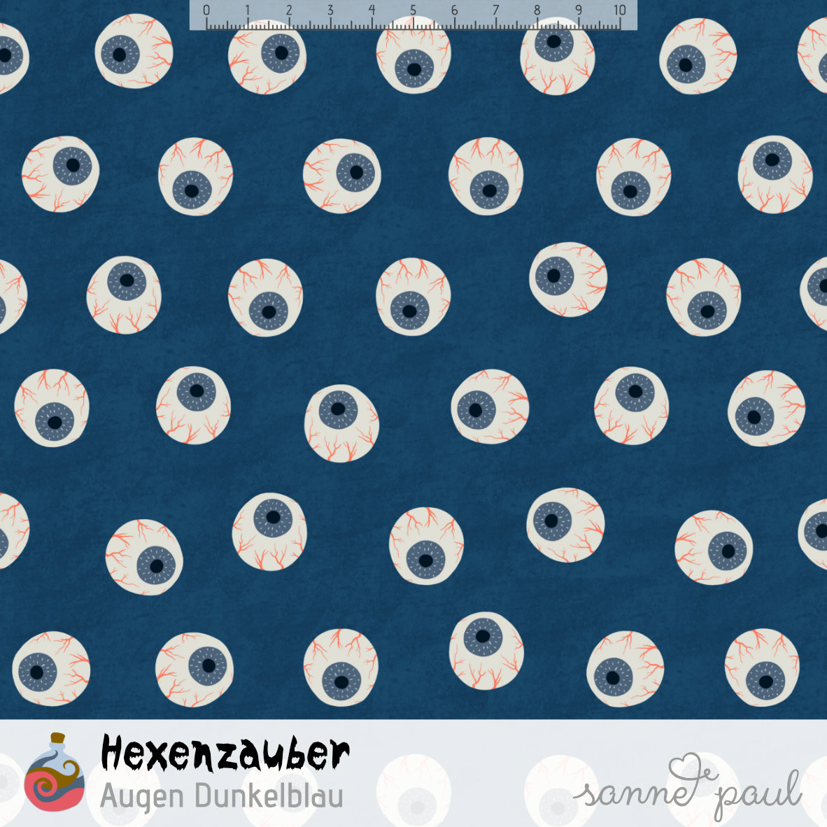 Bio Webware Stoff - Hexenzauber Augen Dunkelblau - SannePaul, Tiere, blau, Halloween, 100% Bio-Baumwolle Bio Webware Stoff - Hexenzauber Augen Dunkelblau - SannePaul, Tiere, blau, Halloween, 100% Bio-Baumwolle