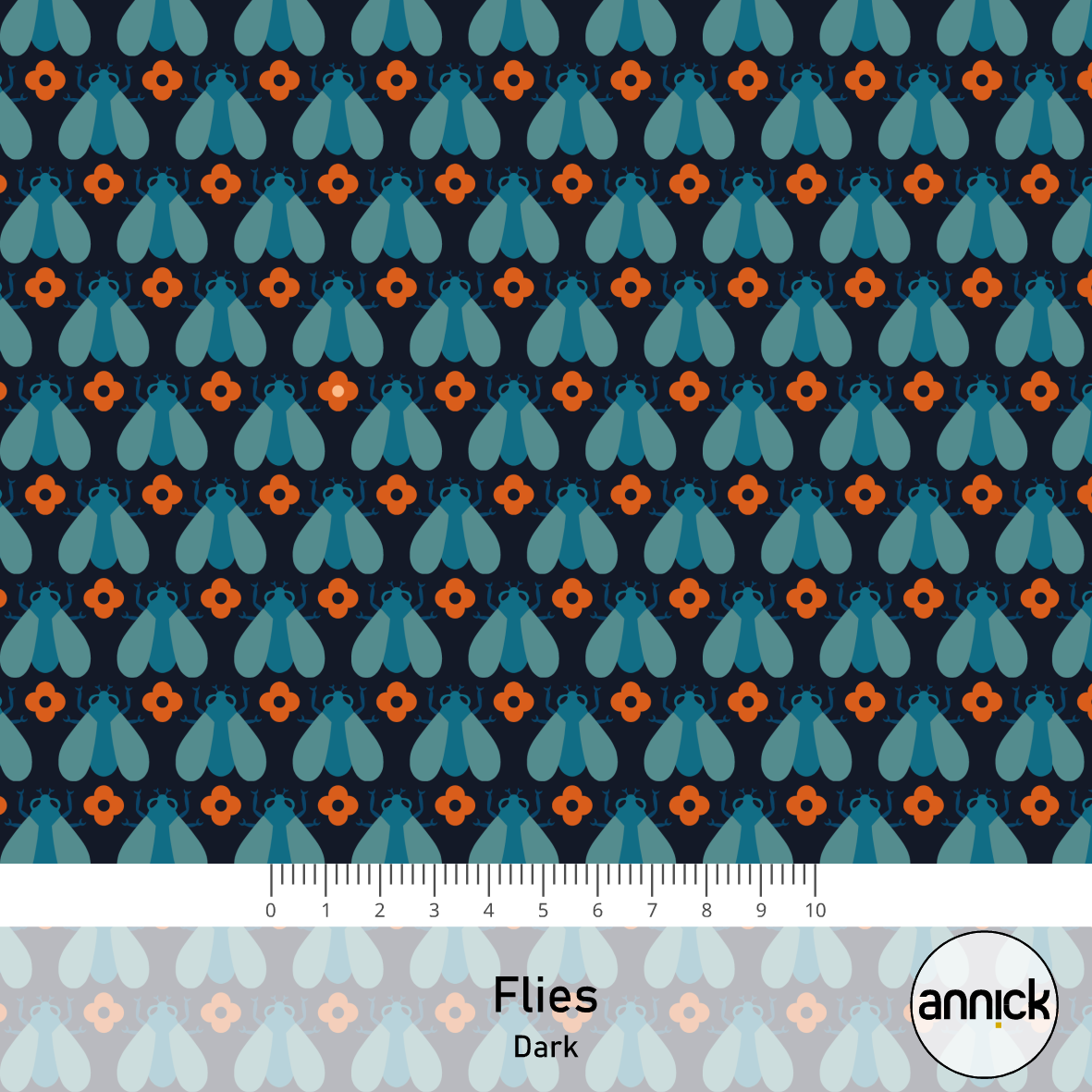 Bio Stoff - Flies Dark von Annick in blau