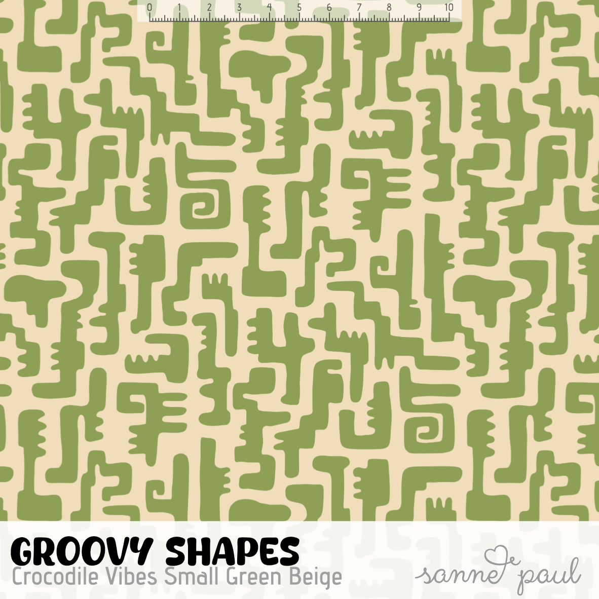 Bio Stoff - Groovy Shapes Crocodile Vibes Small green, beige 
