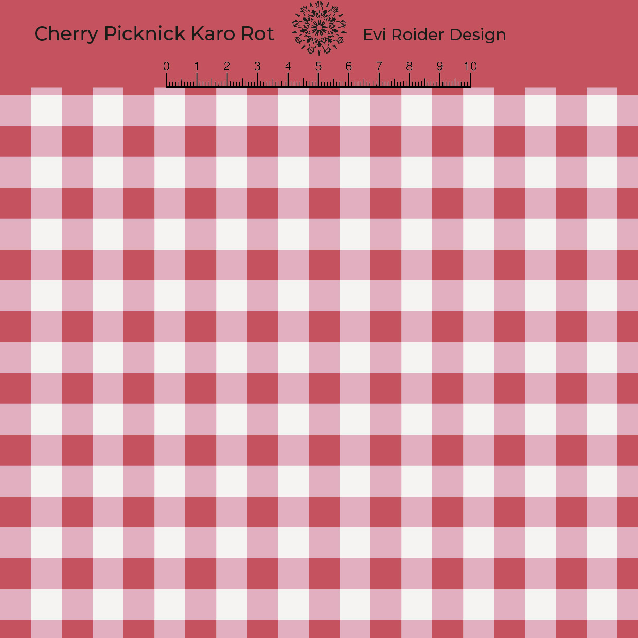 Organic Fabric - Cherry Picnic Check Red by Evi Roider in red