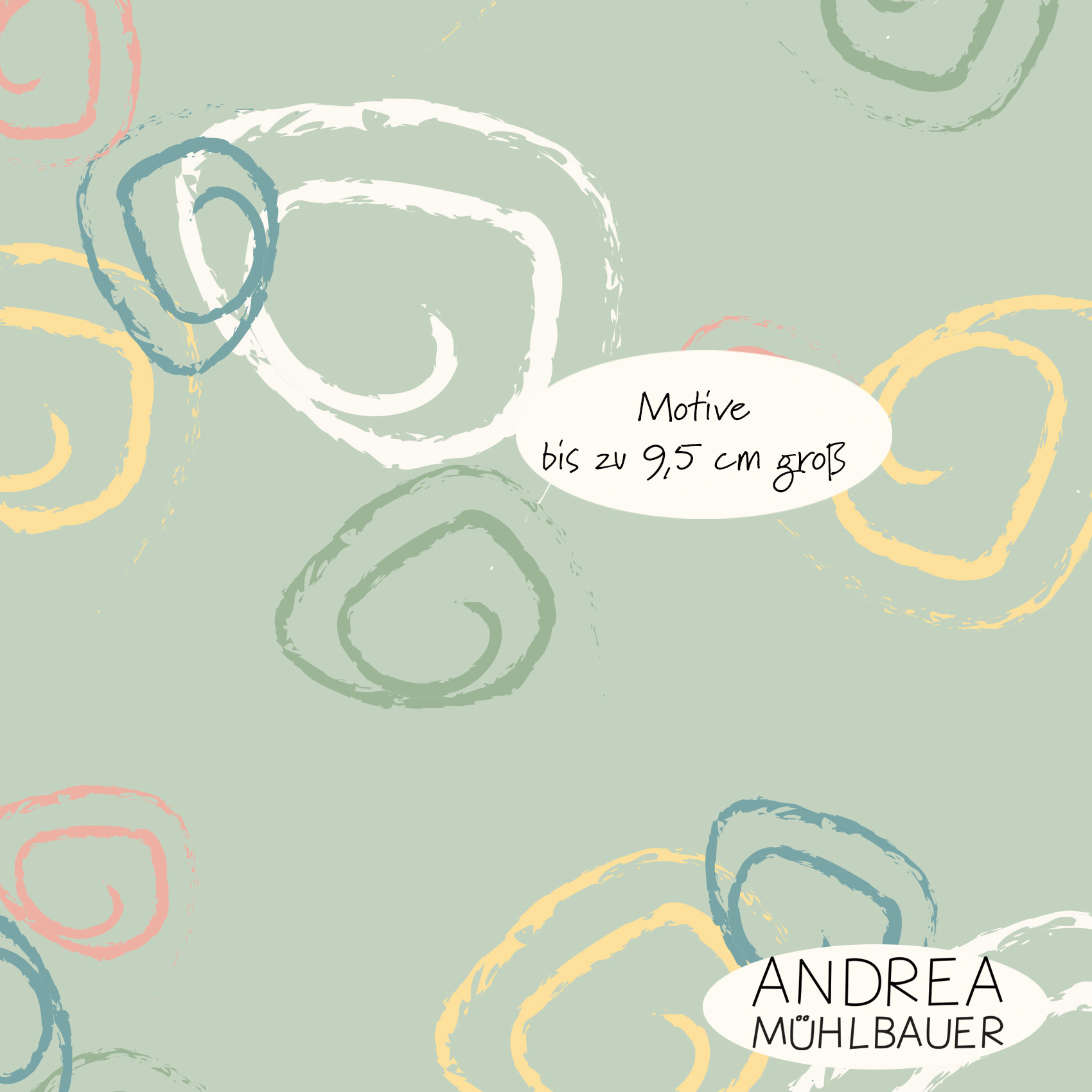 Bio Fabric - Chalk Swirls Green by Andrea Muehlbauer in green