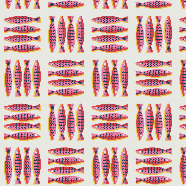 Organic fabric - Sardinenfreunde white, red