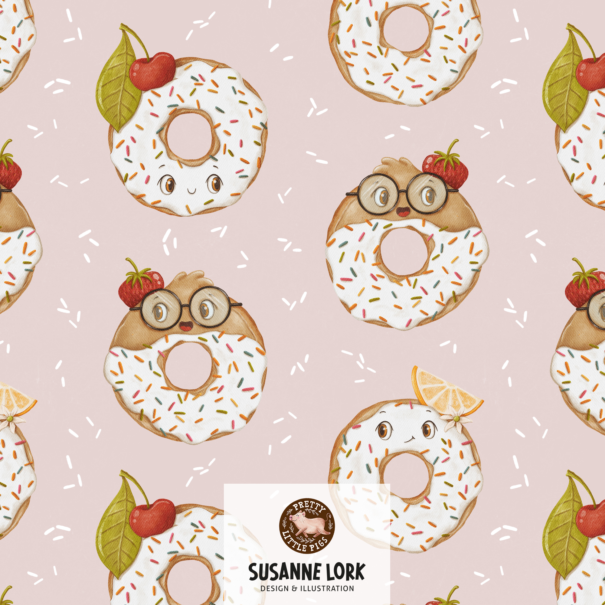 Bio Fabric - Donuts Smokey Rose by Pretty Little Pigs in pink