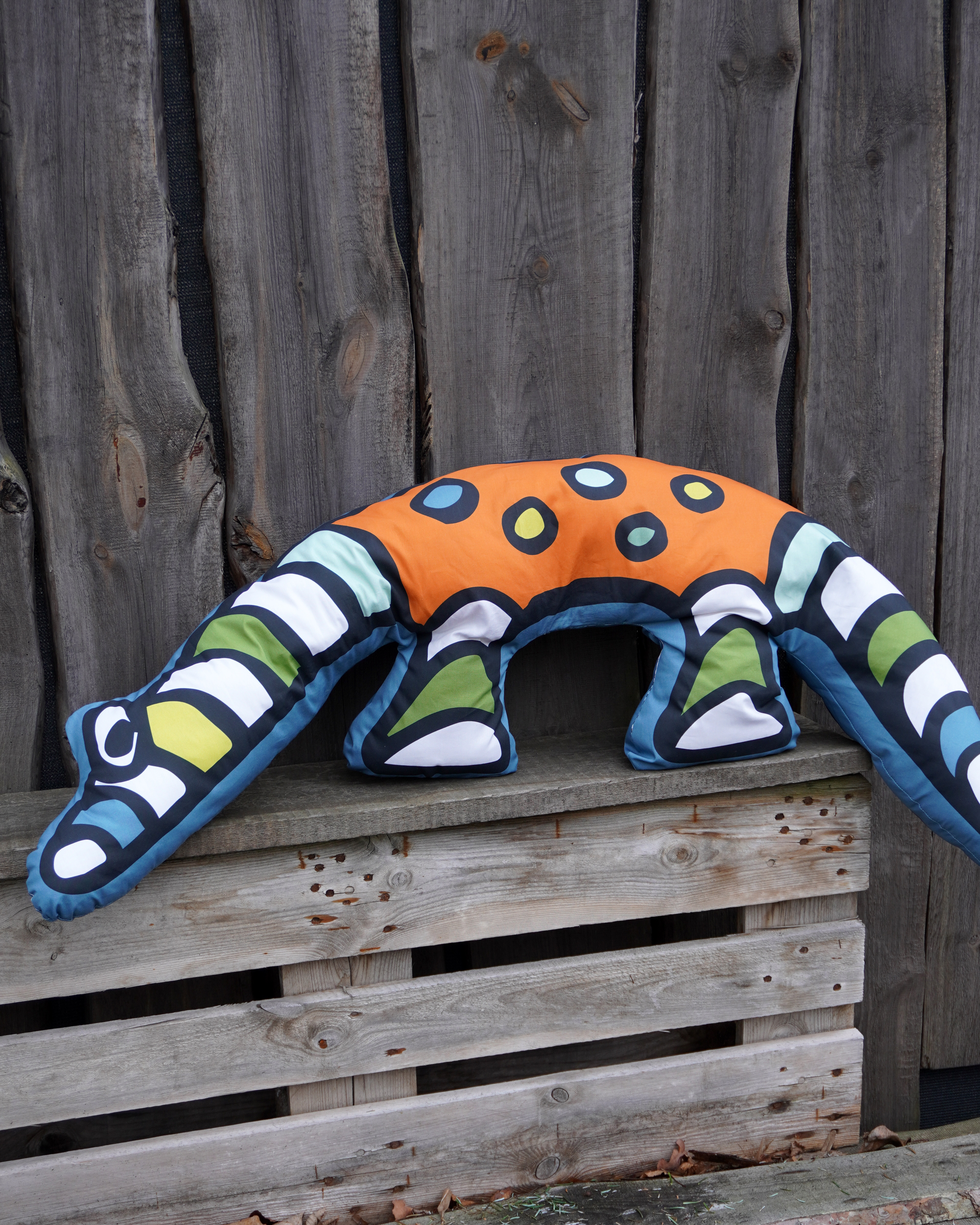 Organic fabric -  Anteater Pillow 1m Panel blue, yellow