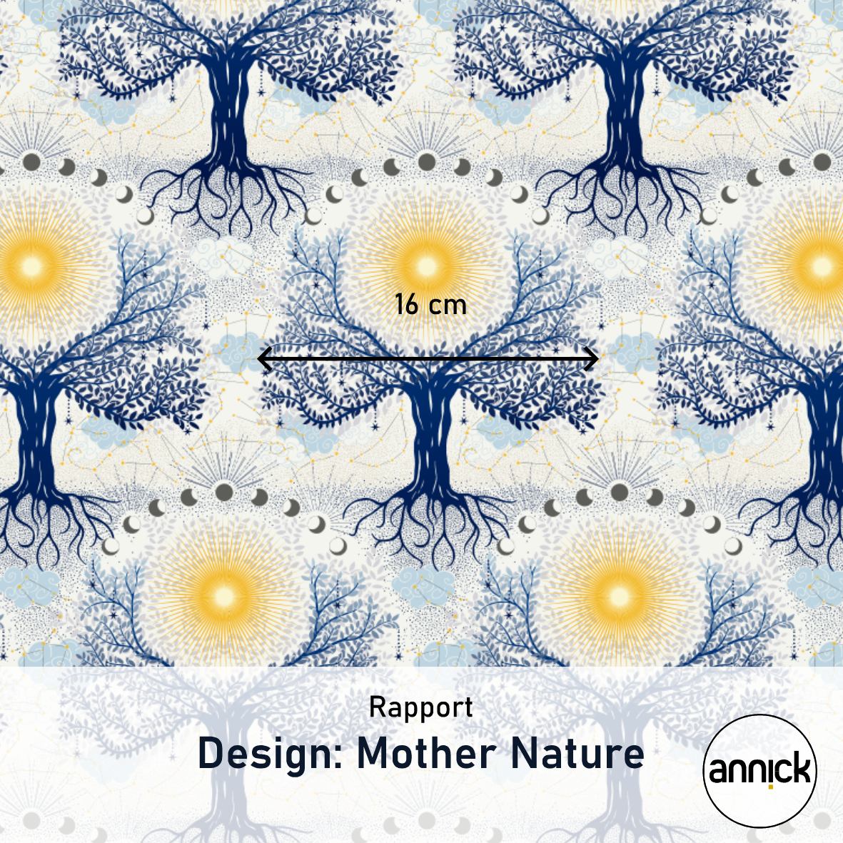 Bio Stoff  - Mysterious Sky Mother Nature - Annick, Sport, Bäume, creme