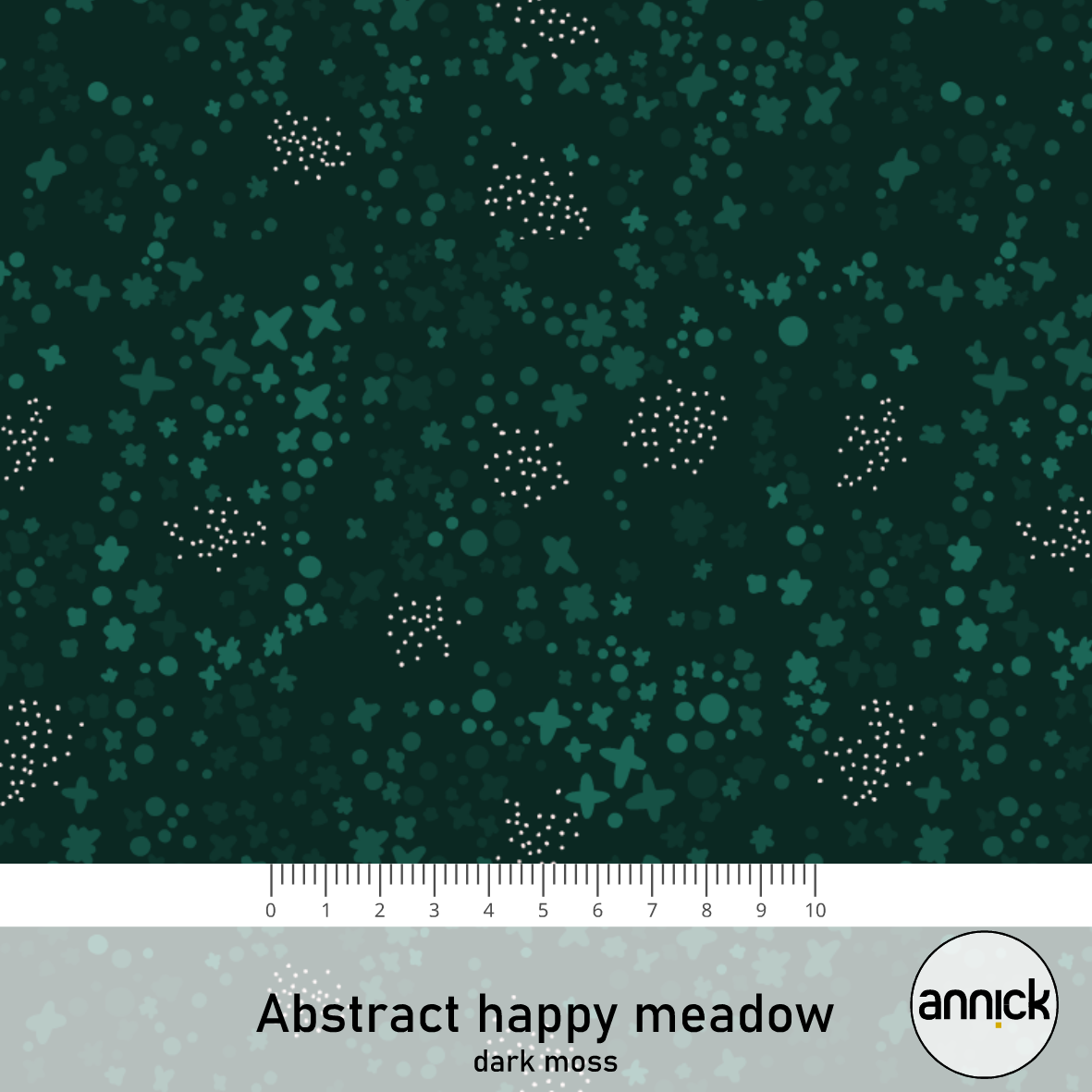 Bio Stoff  - Abstract Happy Meadow Dark Moss - Annick, schwarz, Floral & Blumen