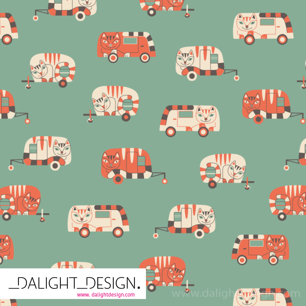 Bio Webware Stoff - Catavan - DalightDesign, Tiere, Tierfellmuster, grün, Fahrzeuge, 100% Bio-Baumwolle Bio Webware Stoff - Catavan - DalightDesign, Tiere, Tierfellmuster, grün, Fahrzeuge, 100% Bio-Baumwolle