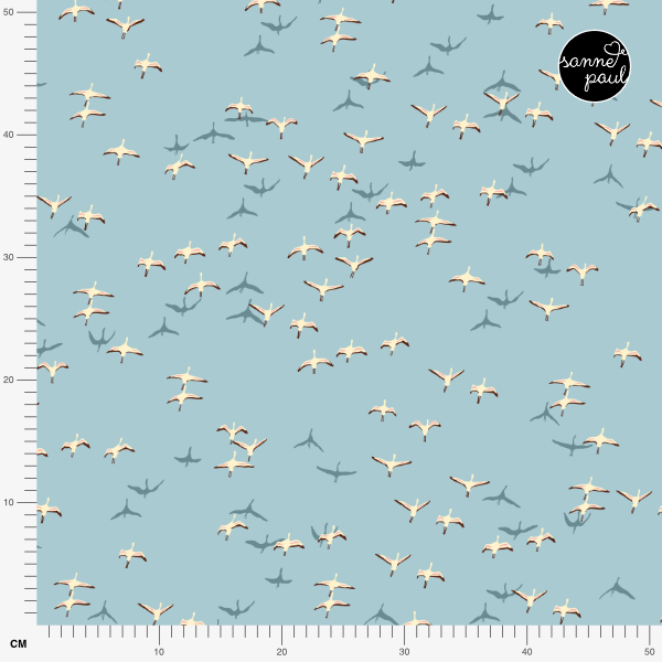 Organic fabric - Safari Luxe Flamigos sky blue
