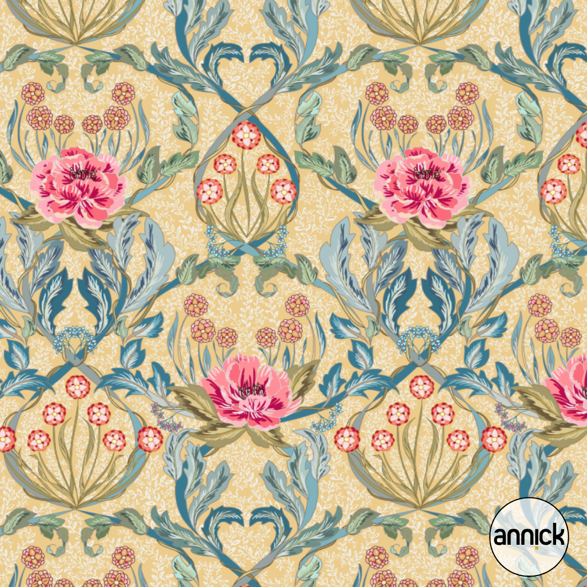 Bio Webware Stoff - Floral Heritage Morris Vintage - Annick, beige, Blumen & Floral 100% Bio-Baumwolle Bio Webware Stoff - Floral Heritage Morris Vintage - Annick, beige, Blumen & Floral 100% Bio-Baumwolle