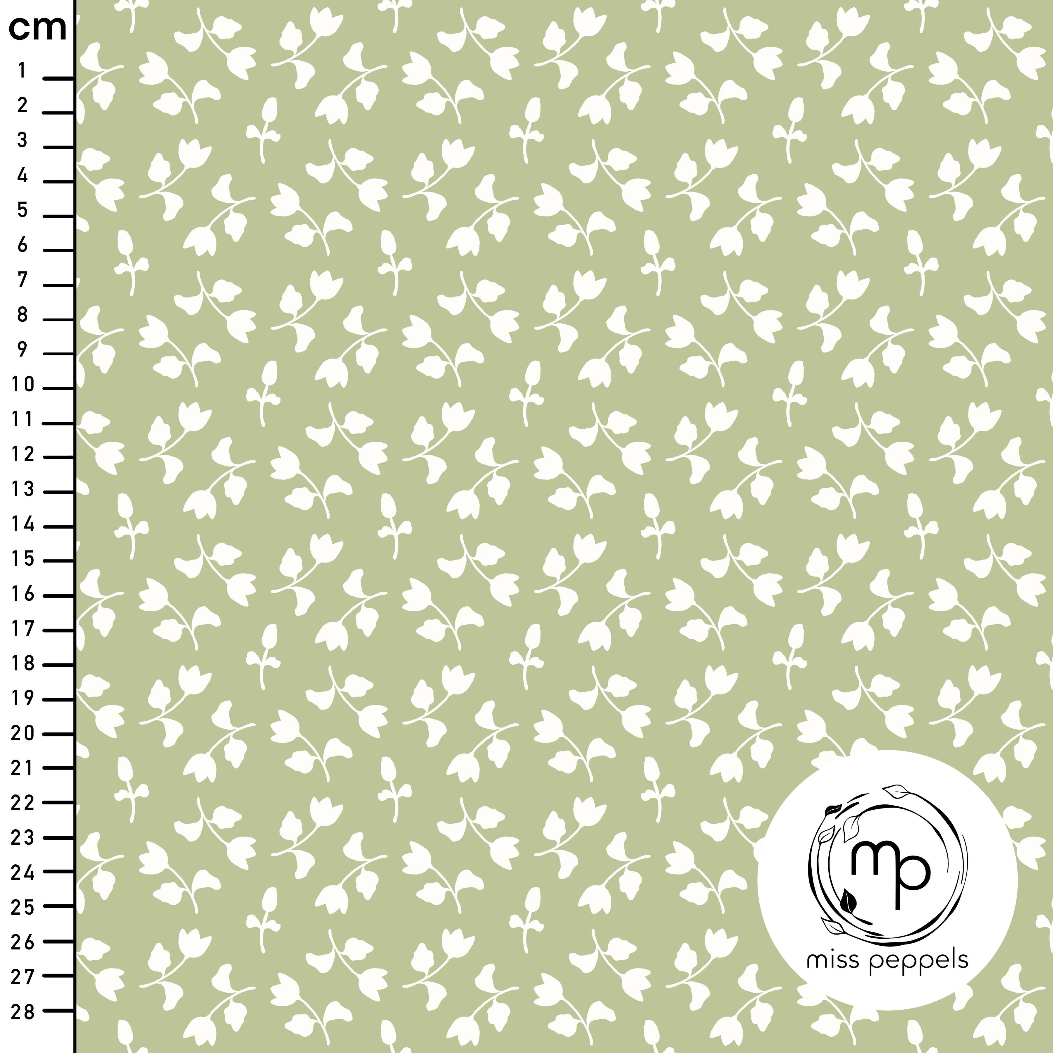 Bio Stoff  - Blumen Reigen grün