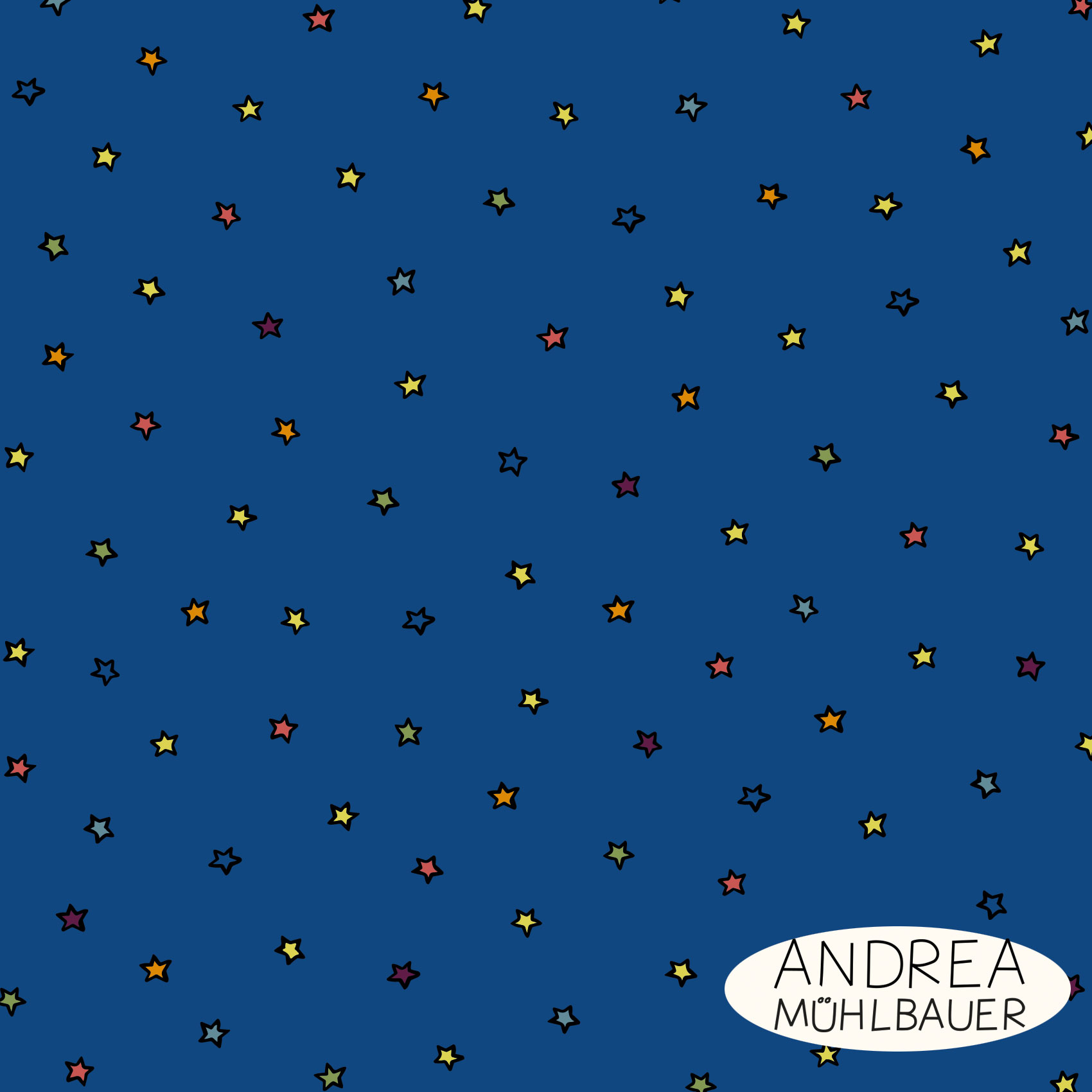 Bio Webware Stoff - Stars Deep Blue - AndreaMuehlbauer, blau, Sonne, Mond und Sterne, Fantasy, 100% Bio-Baumwolle Bio Webware Stoff - Stars Deep Blue - AndreaMuehlbauer, blau, Sonne, Mond und Sterne, Fantasy, 100% Bio-Baumwolle