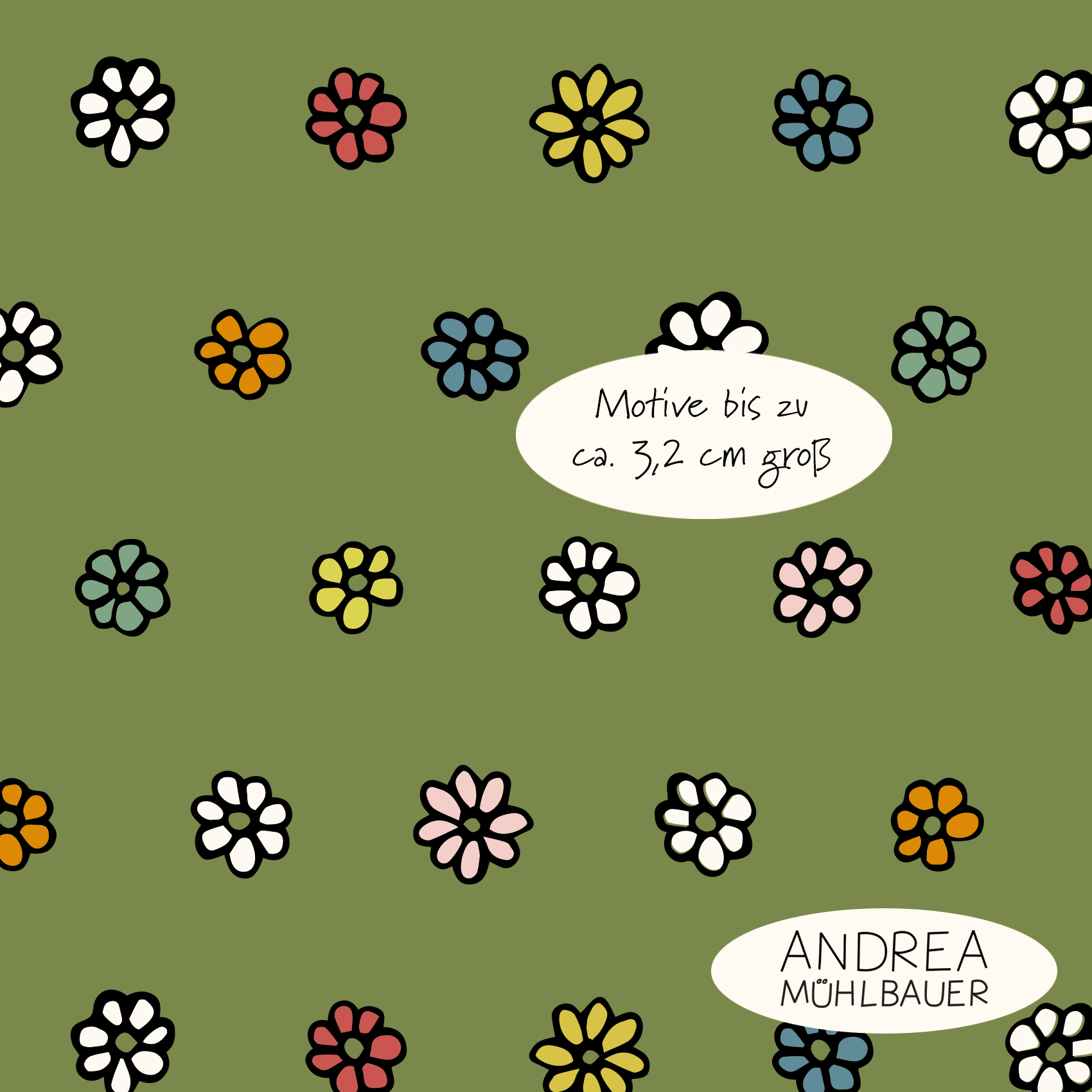 Organic fabric - Elven flower meadow green