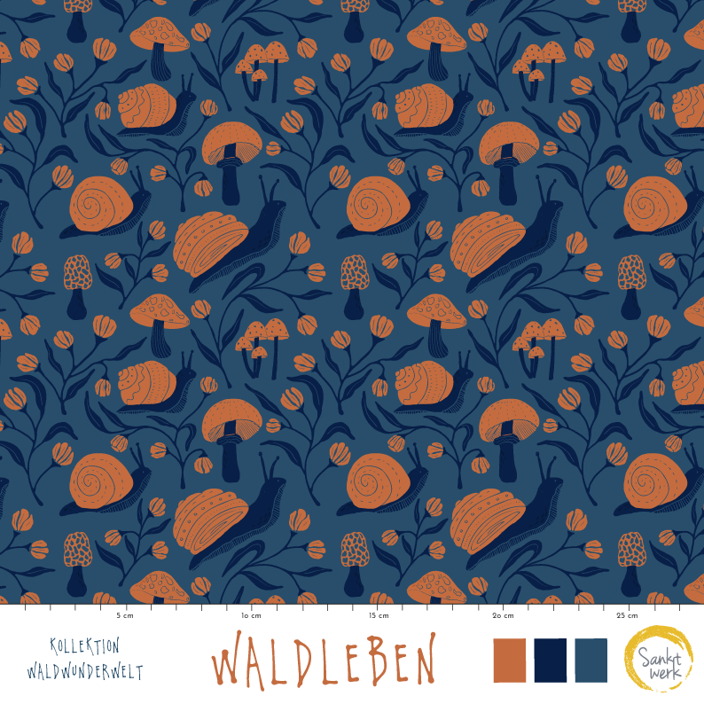 Organic Fabric - Forest Life by Sanktwerk in blue