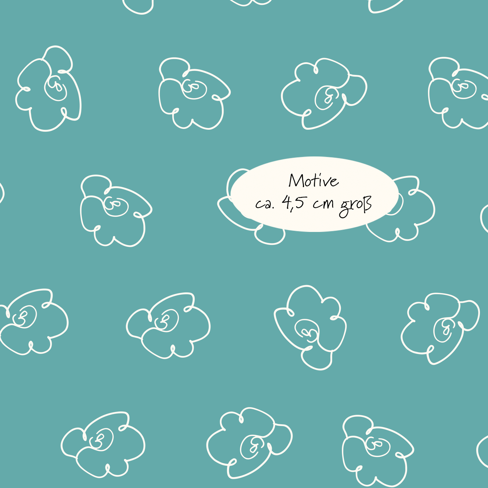 Bio Stoff  - Comic Flowers ozeanblau 