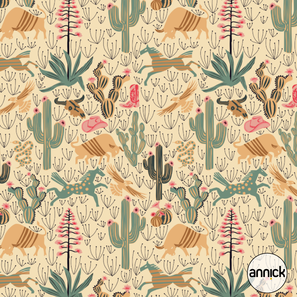 Bio Fabric - Western Americana By Day by Annick in beige