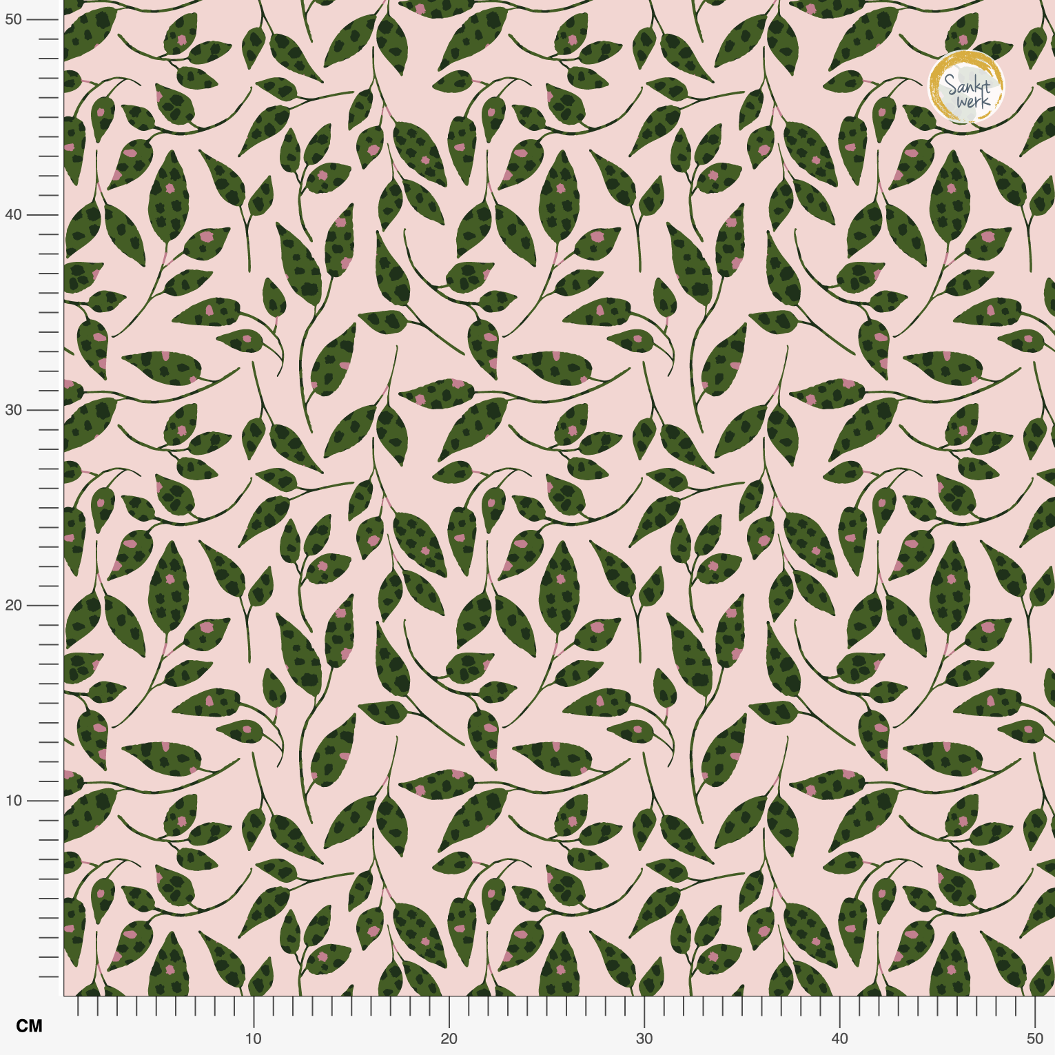 Organic fabric  -  Leopard Leaves blush