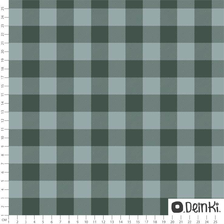 Organic Fabric - Buffalo Check Petrol by Deinki in petrol