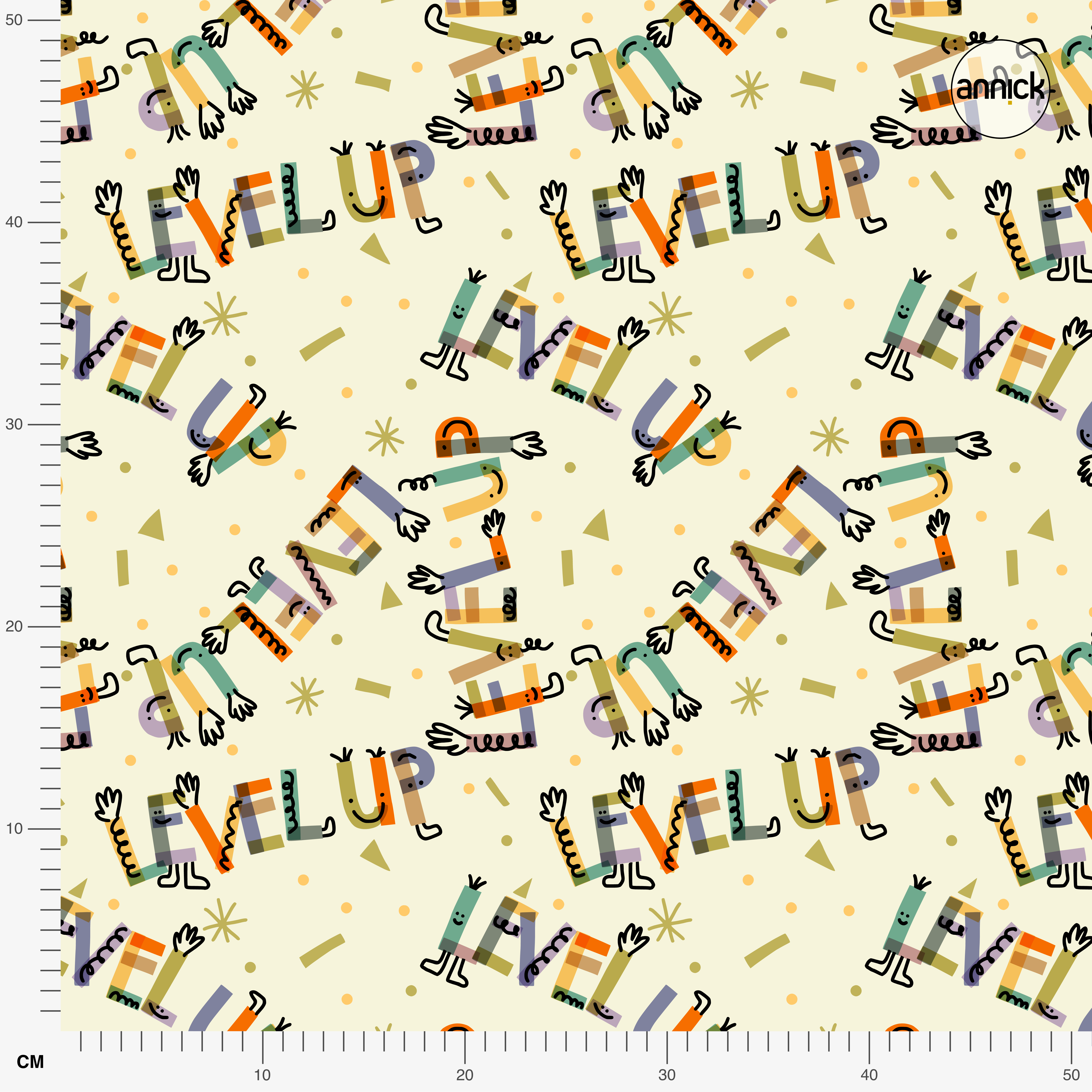 Organic fabric -  Kids Day Level Up multicolor