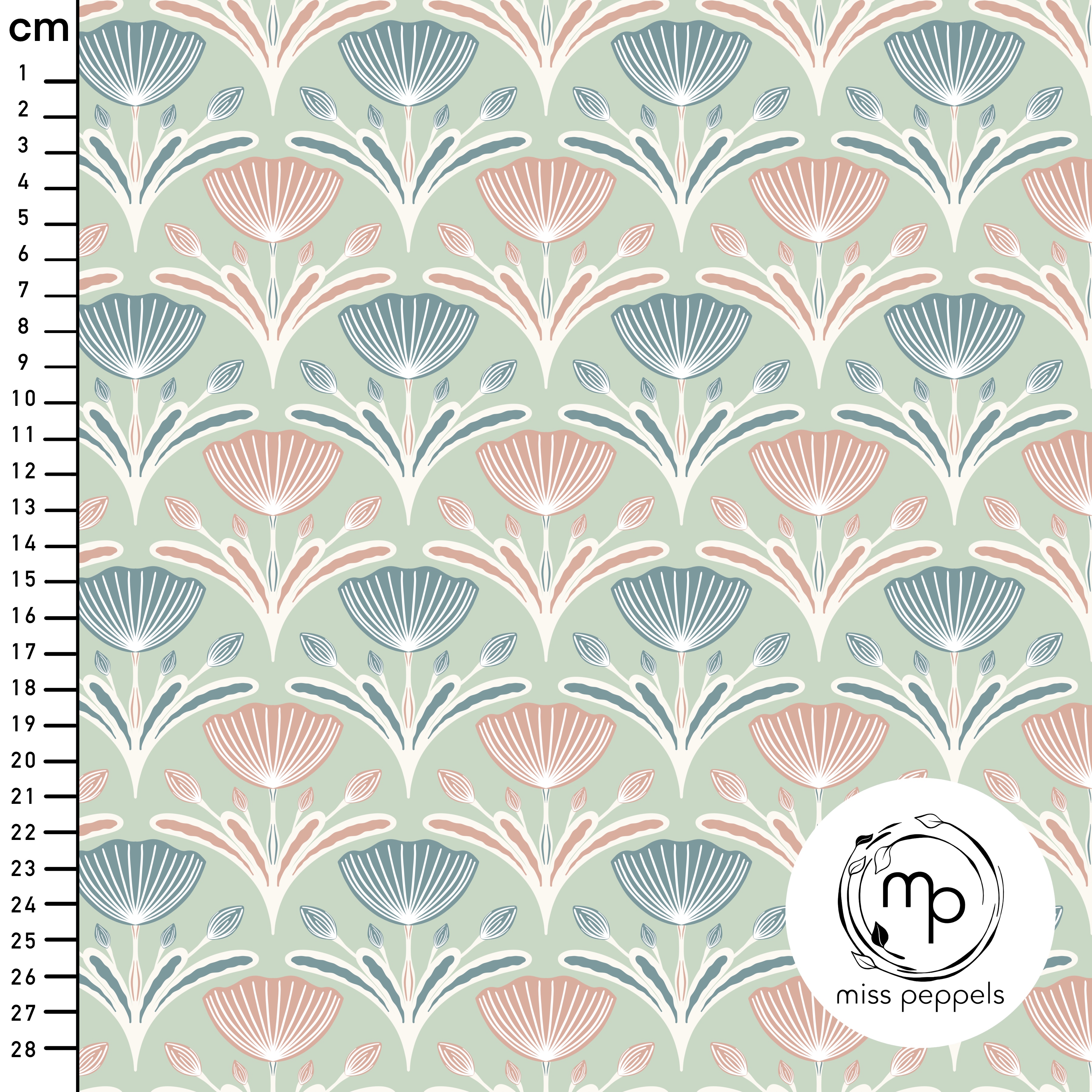 Bio Stoff  - Tulpen D Groß - misspeppels, mint, Floral & Blumen