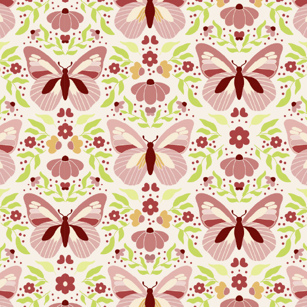 Bio Stoff  -  Butterfly Garden Falterreigen grün