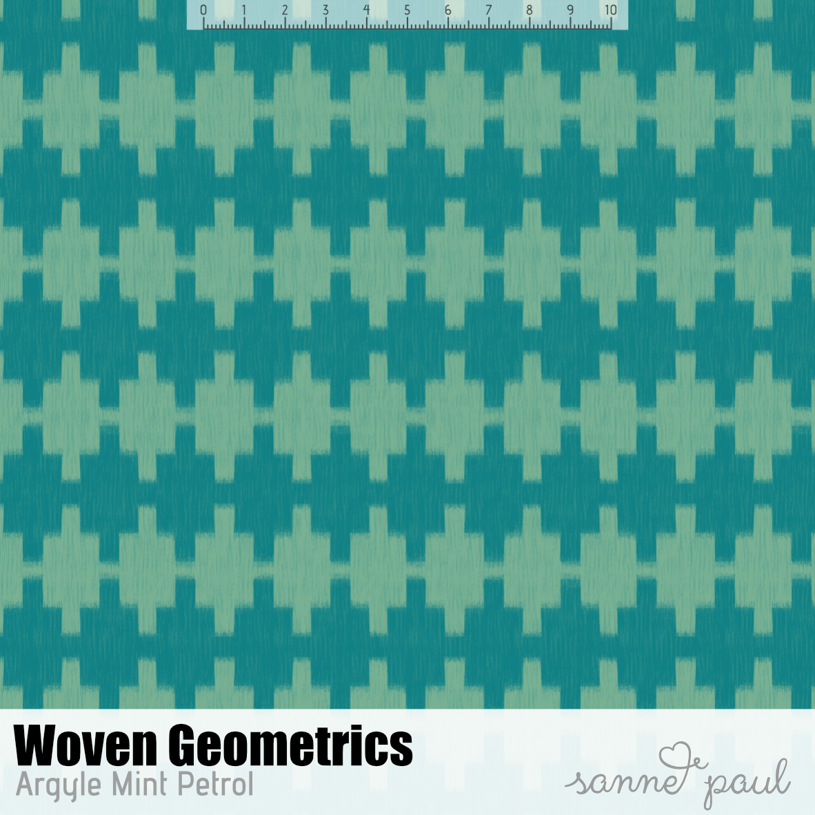 Bio Stoff - Woven Geometrics Argyle mint, petrol