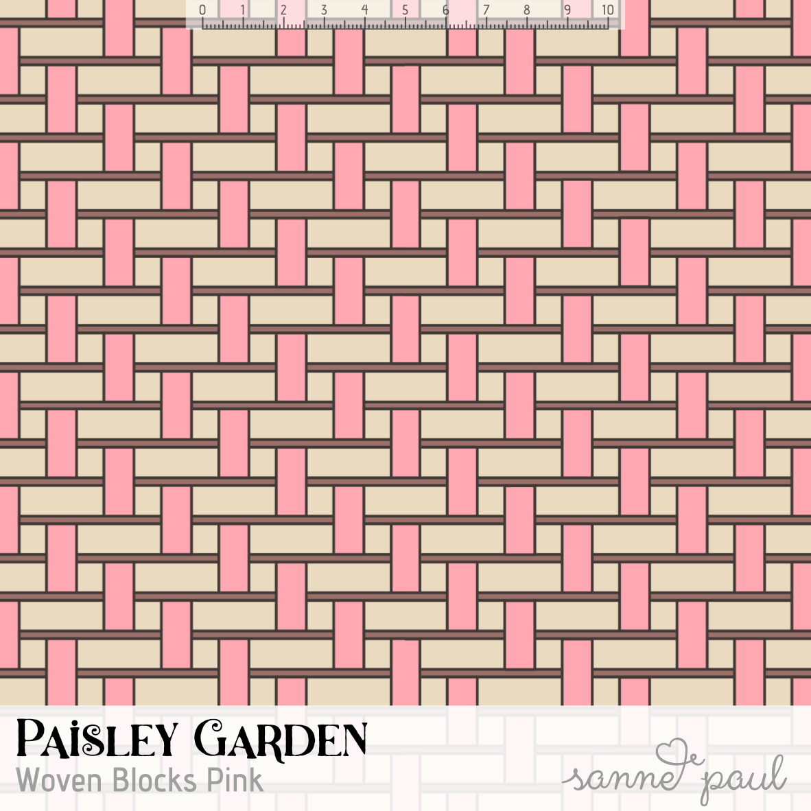 Organic Fabric  - Paisley Garden Woven Block Pink