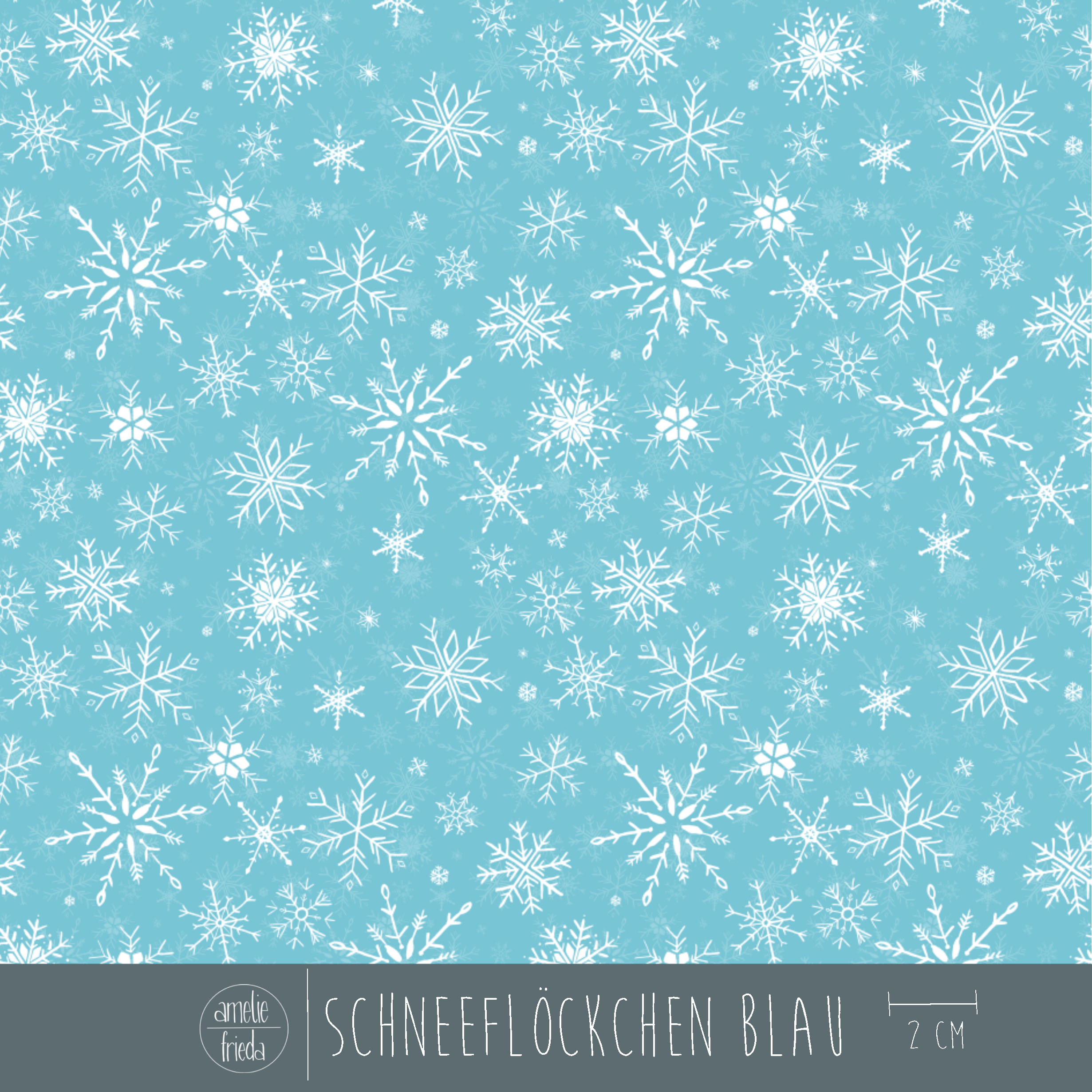 Bio Stoff - Schneeflöckchen blau