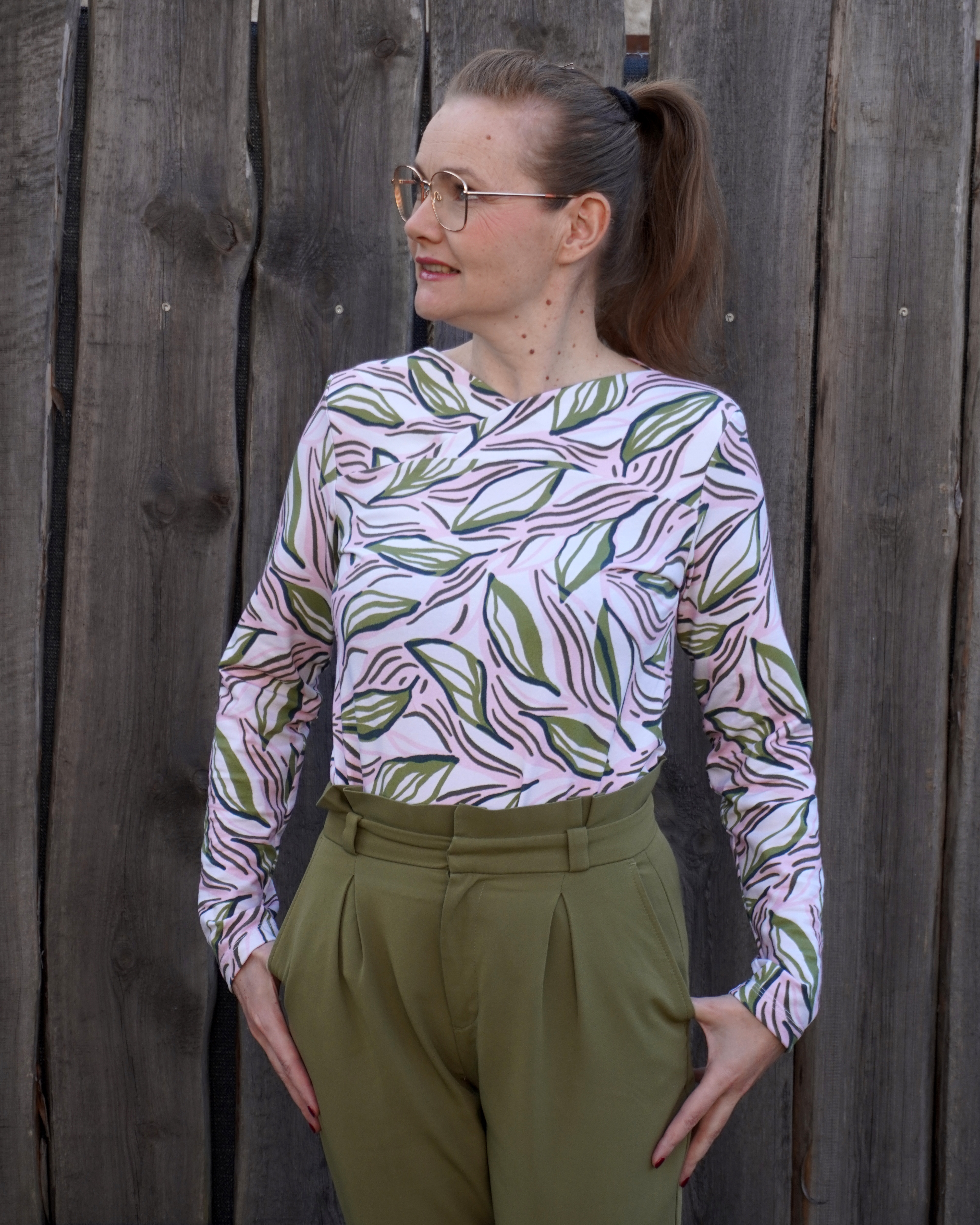 Bio Stoff - Garden Leaf Flow rosa