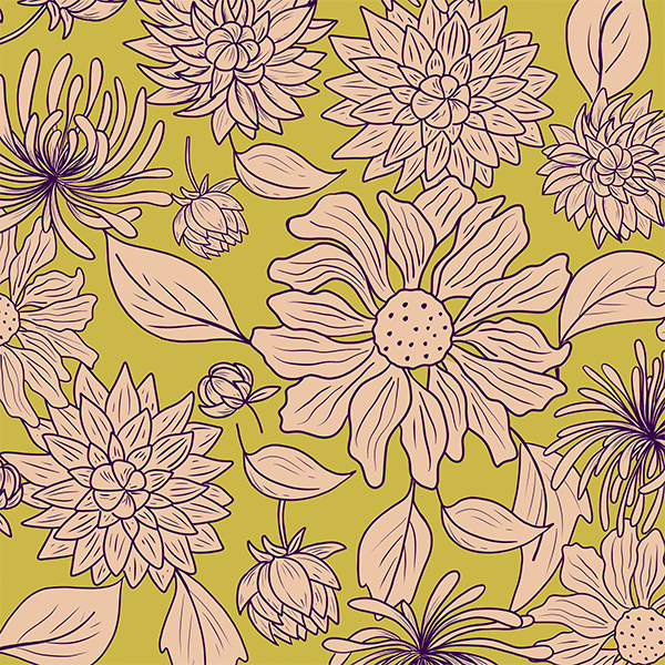 Bio Fabric -Spätsommerblumen yellow, green