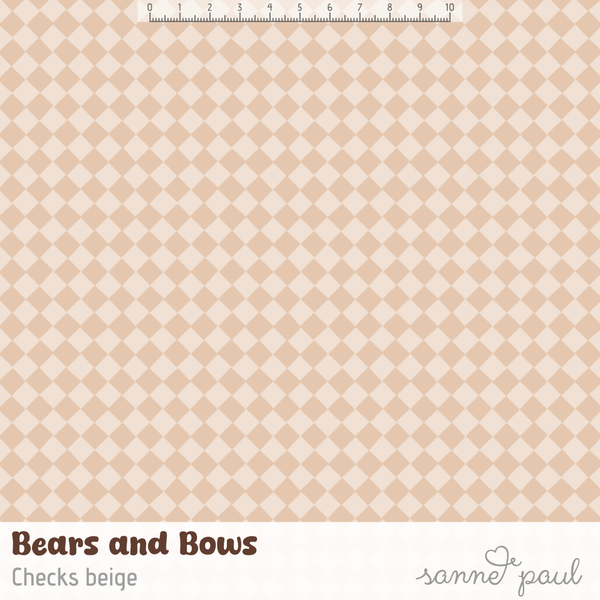Bio Summersweat Stoff  - Bears and Bows Checks Beige - SannePaul, beige, kariert Breite 150 cm