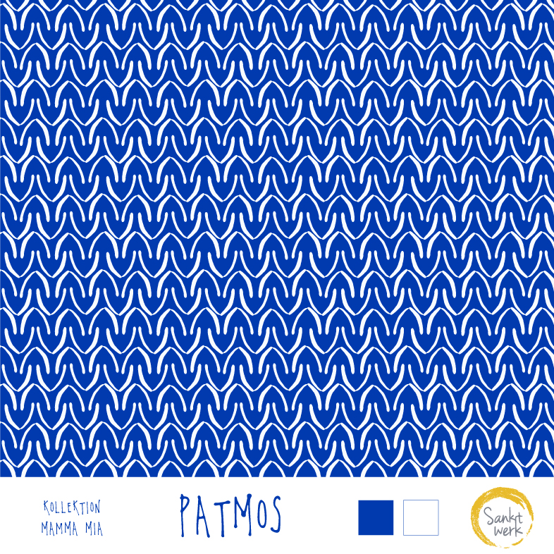 Bio Stoff  -  Patmos  - Sanktwerk, blau, Maritim, Geometrische Muster