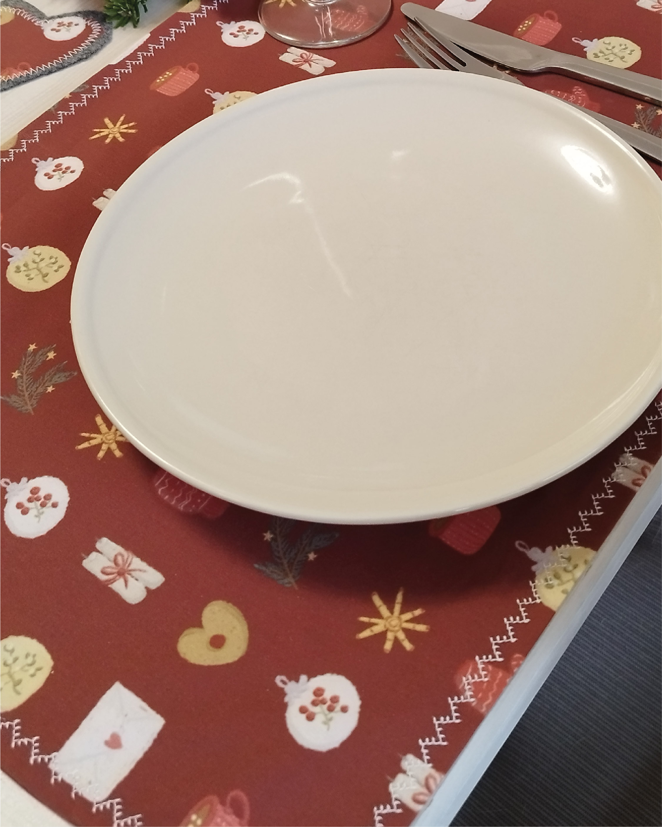 Organic Fabric - Christmas Joy white, large