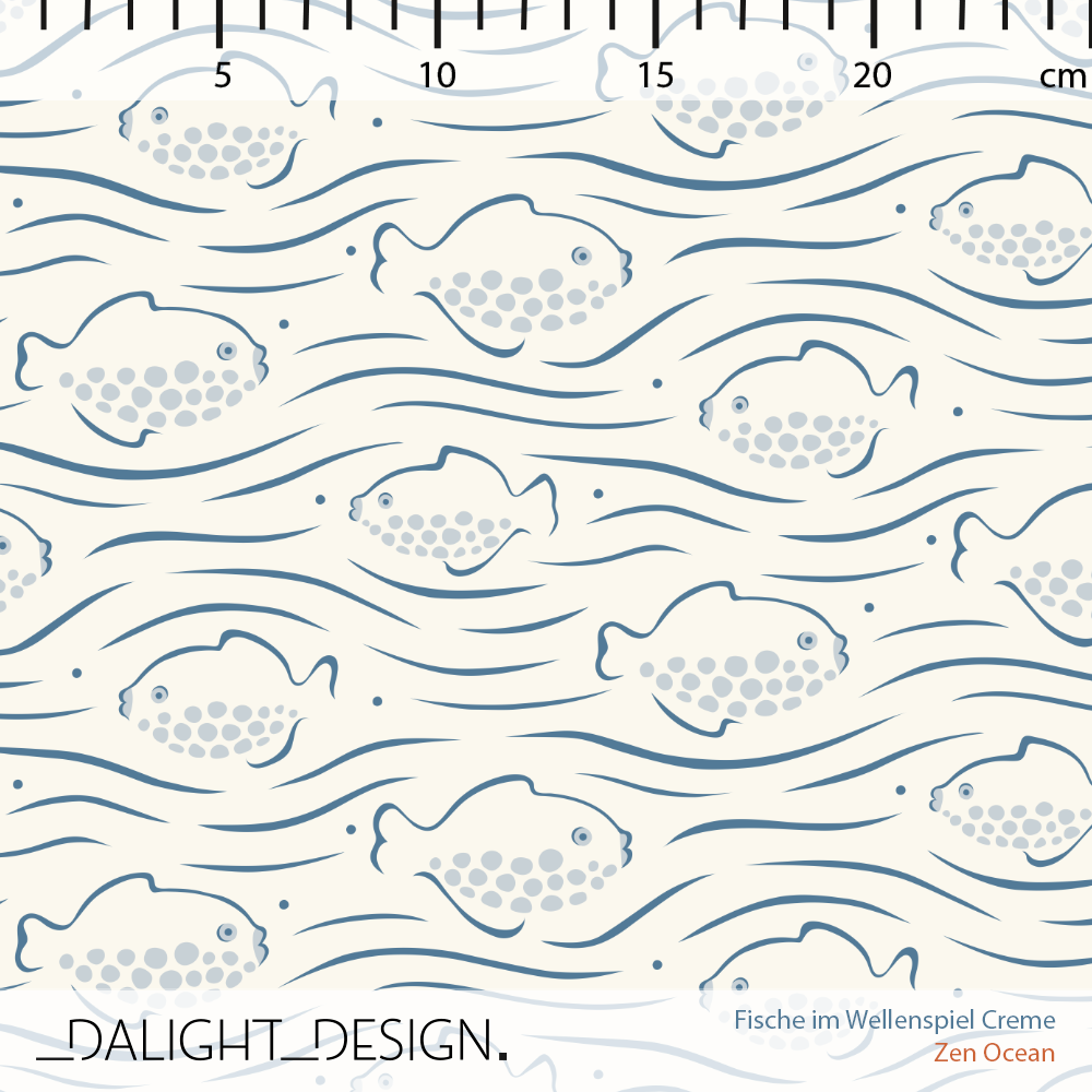 Organic fabric - Fische im Wellenspiel