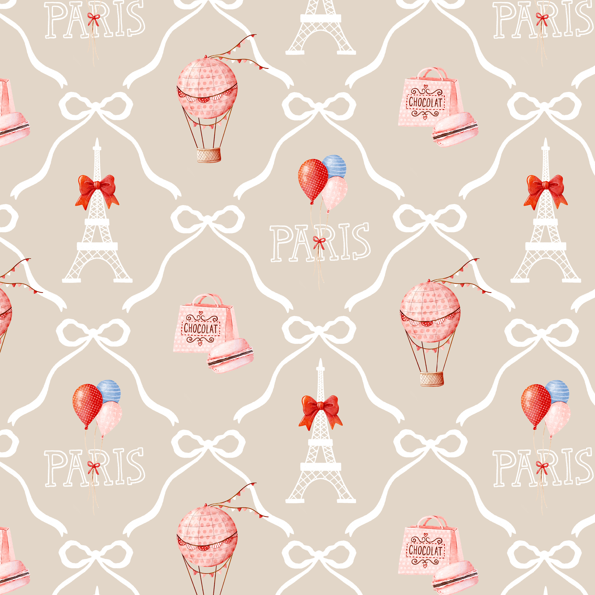 Organic Fabric  - Süße Abenteuer Flug über Paris beige