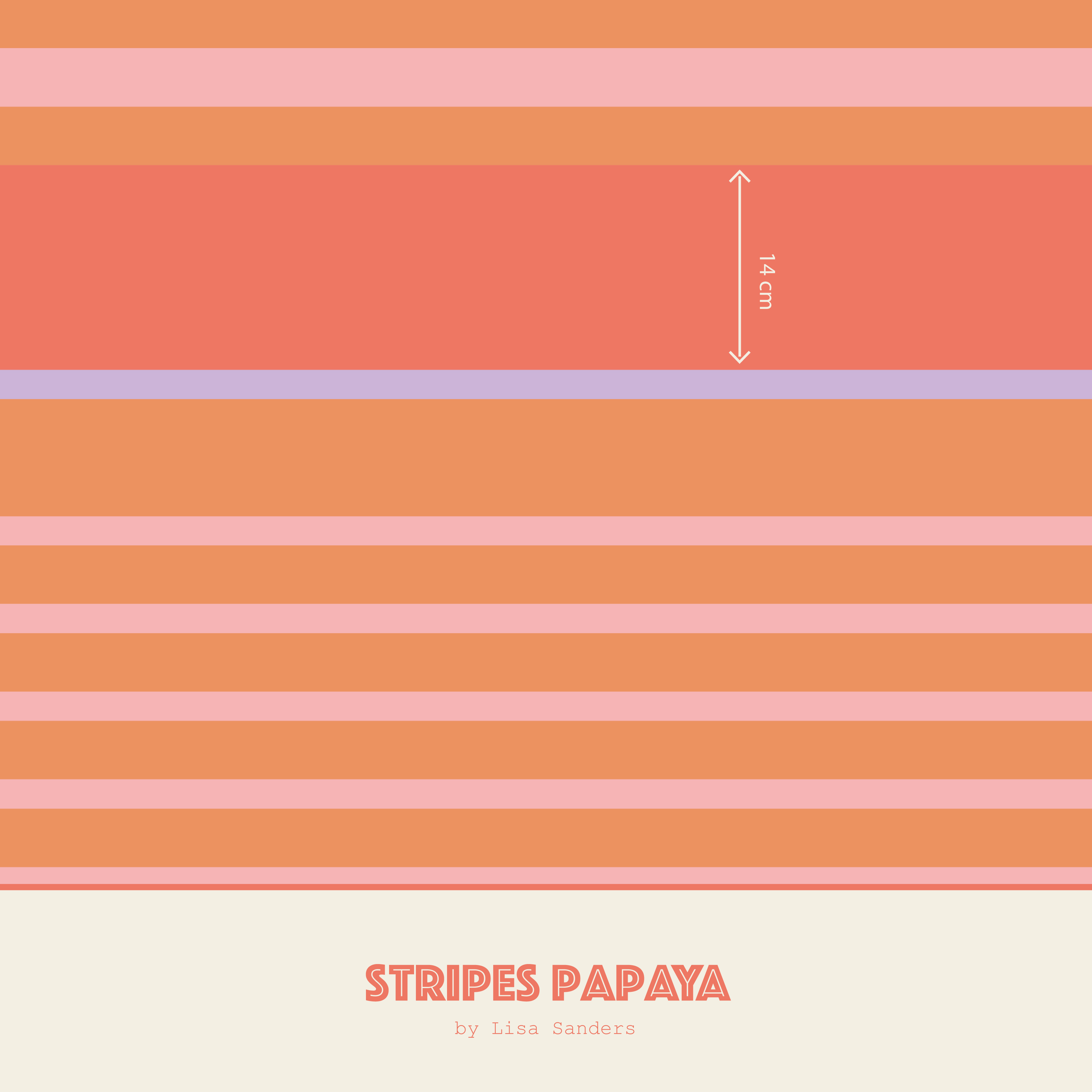 Bio Webware Stoff  -  Stripes Horizontal Papaya Mini  - LisaSanders, Streifen, rosa, 100% Bio-Baumwolle