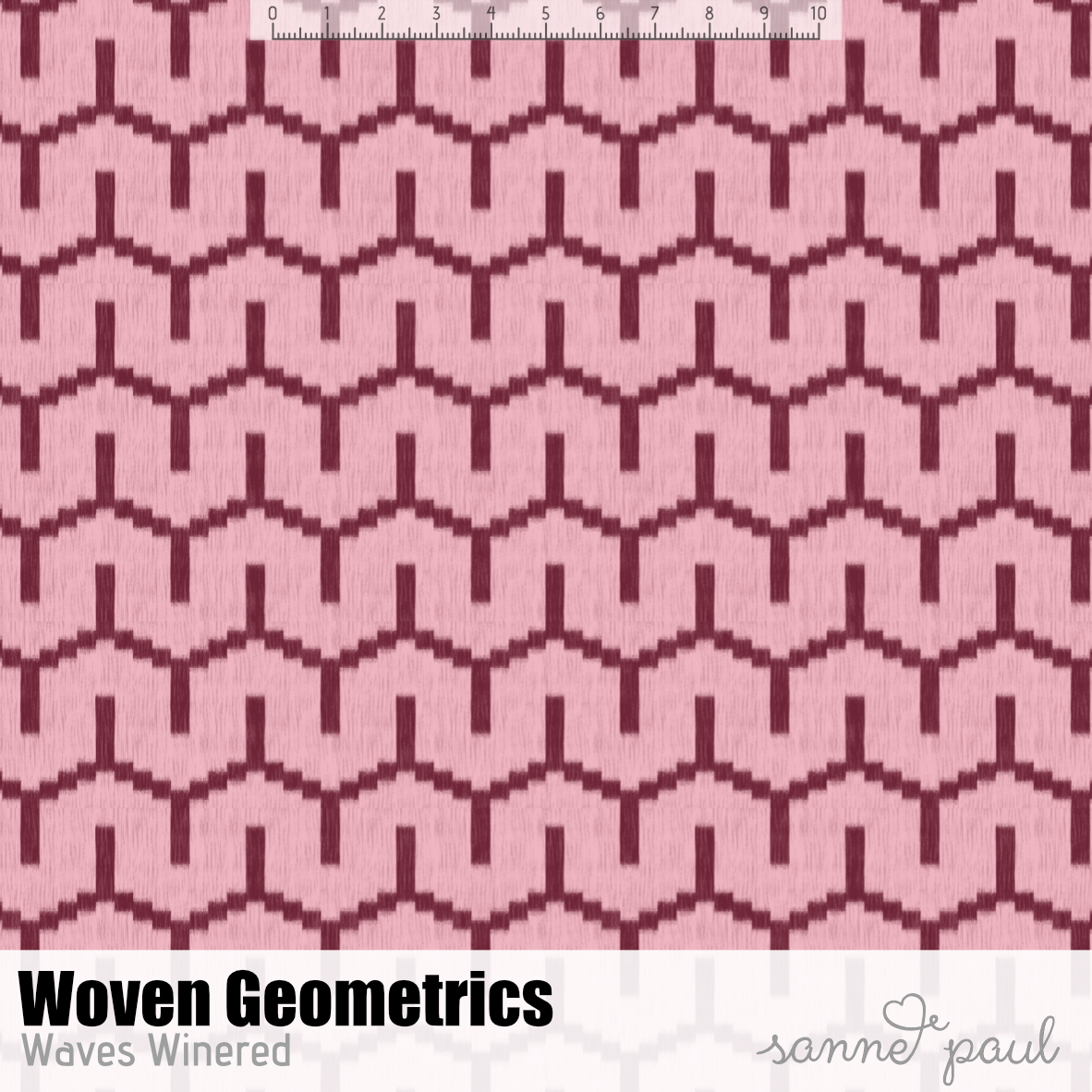 Bio Fabric - Woven Geometrics Waves burgundy