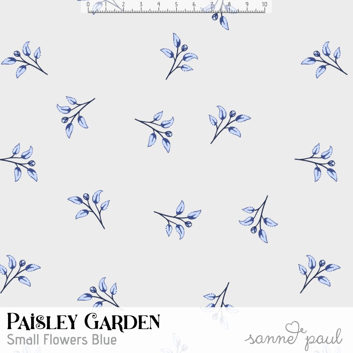 Organic Fabric  - Paisley Garden Small Flowers blue