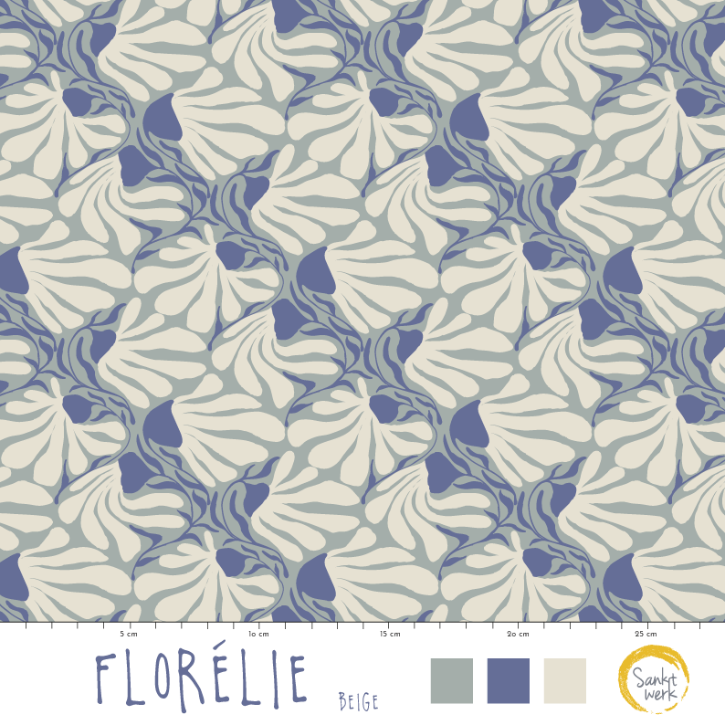 Bio Stoff - Florelie Beige von Sanktwerk in beige
