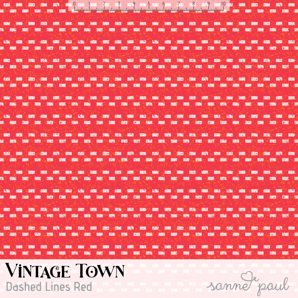 Bio Stoff  - Vintage Town Dashed Lines Red - SannePaul, rot, Abstrakt, Streifen 