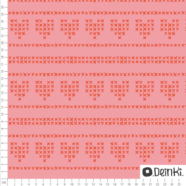 Bio Webware Stoff - Kreuzstich Herz rosa rot - Deinki, Herzen, rosa, 100% Bio-Baumwolle Bio Webware Stoff - Kreuzstich Herz rosa rot - Deinki, Herzen, rosa, 100% Bio-Baumwolle