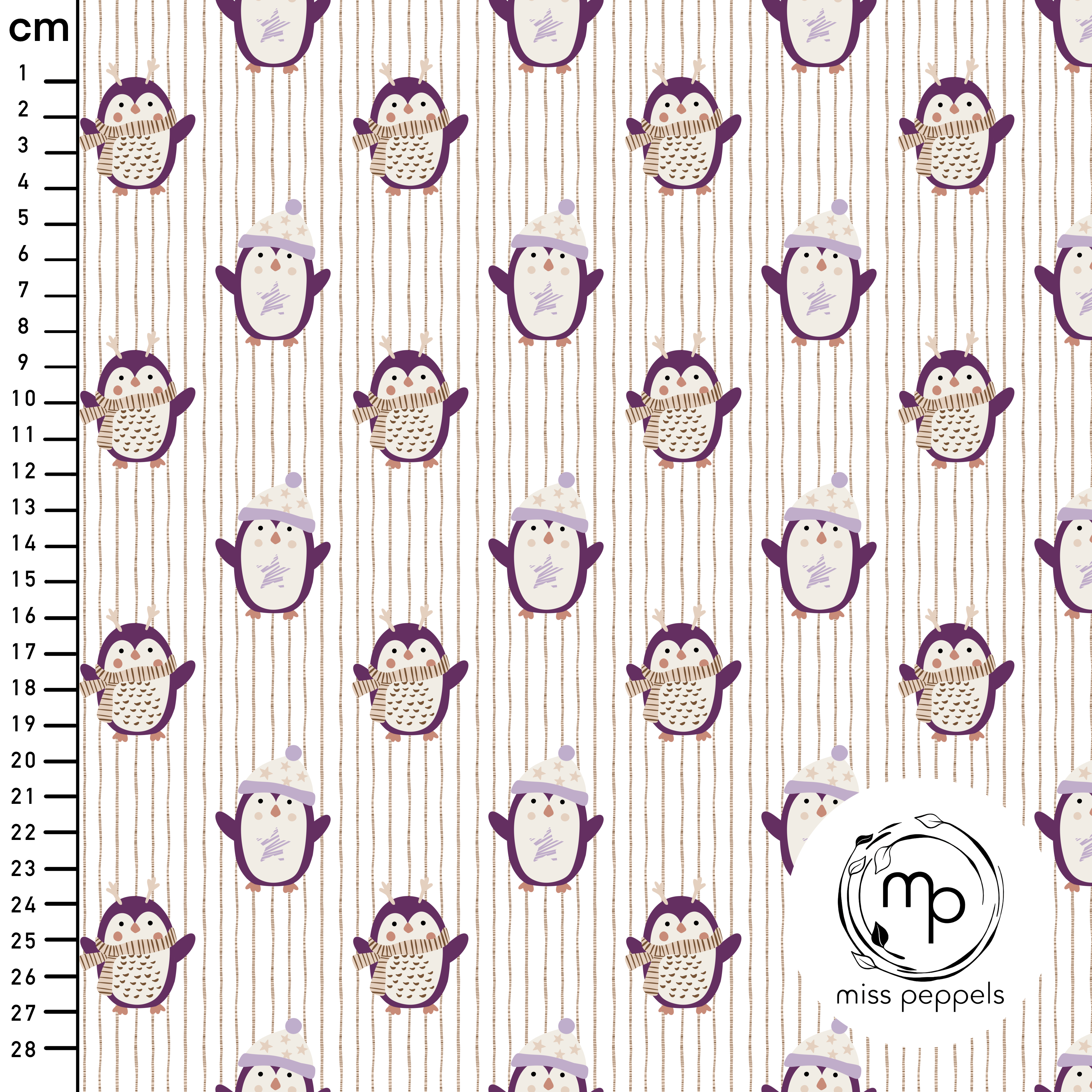 Bio Stoff - Pinguine lila