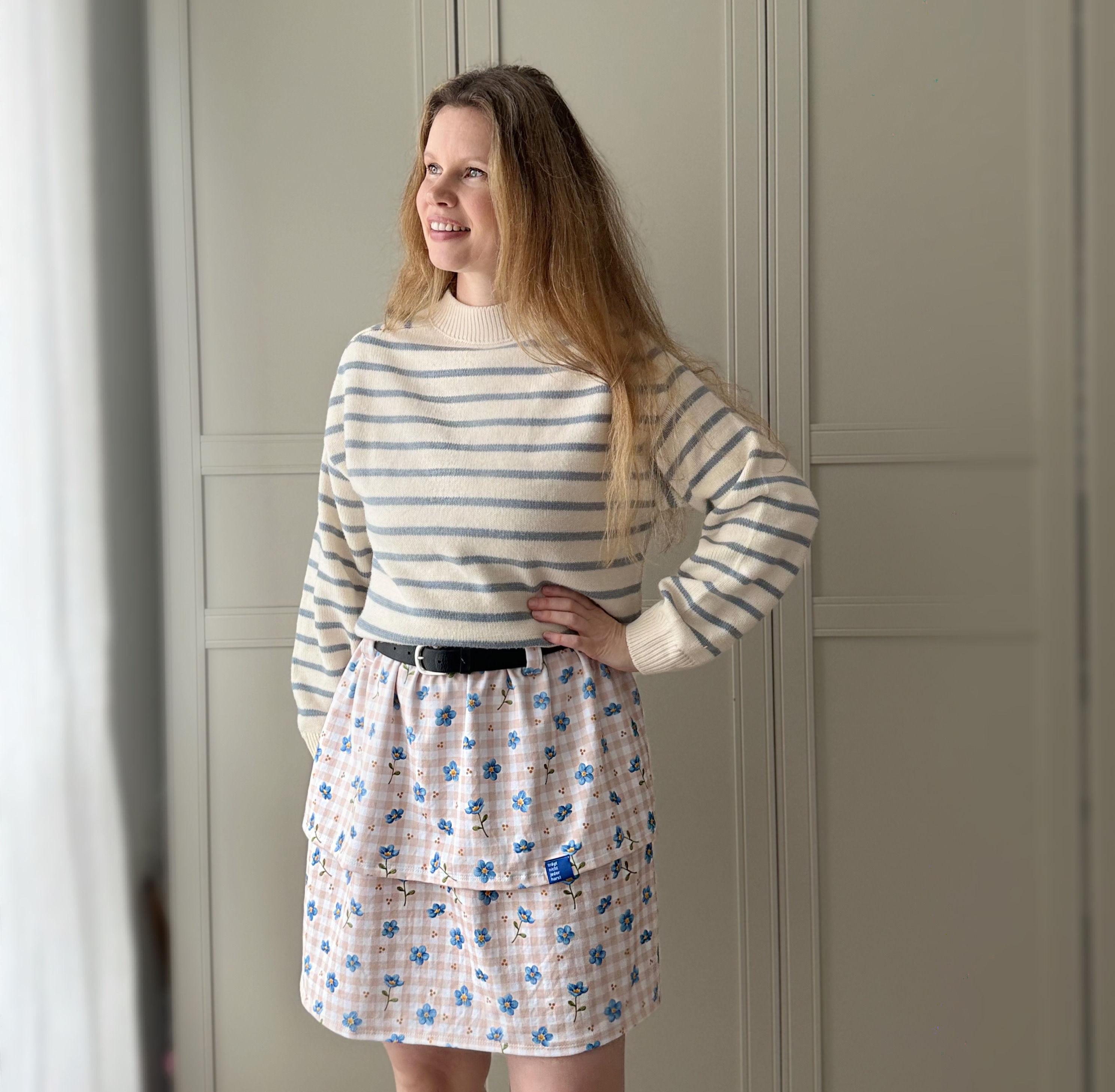 Bio Stoff - Vergissmeinnicht Vichy Karos blau