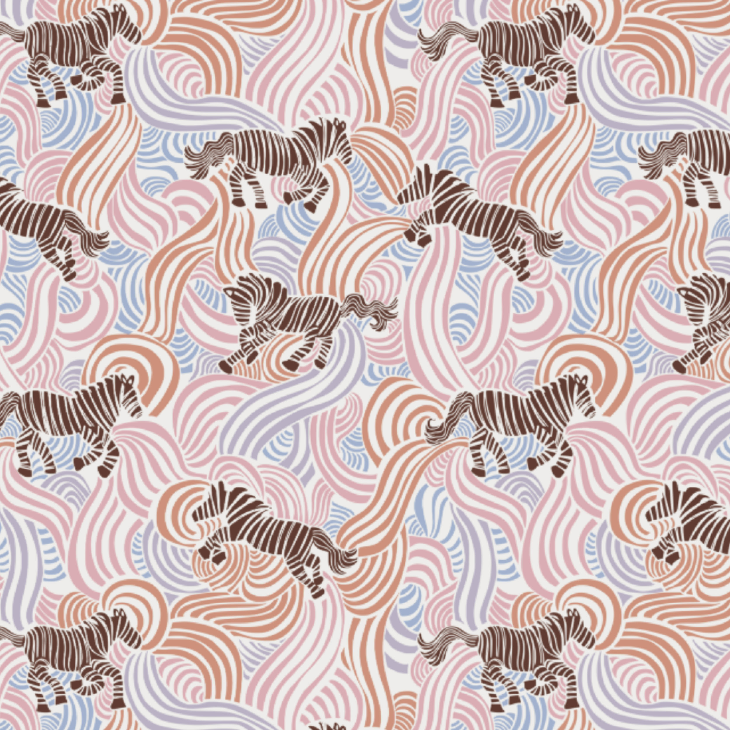 Scuba Stoff  -  Zebras pastell